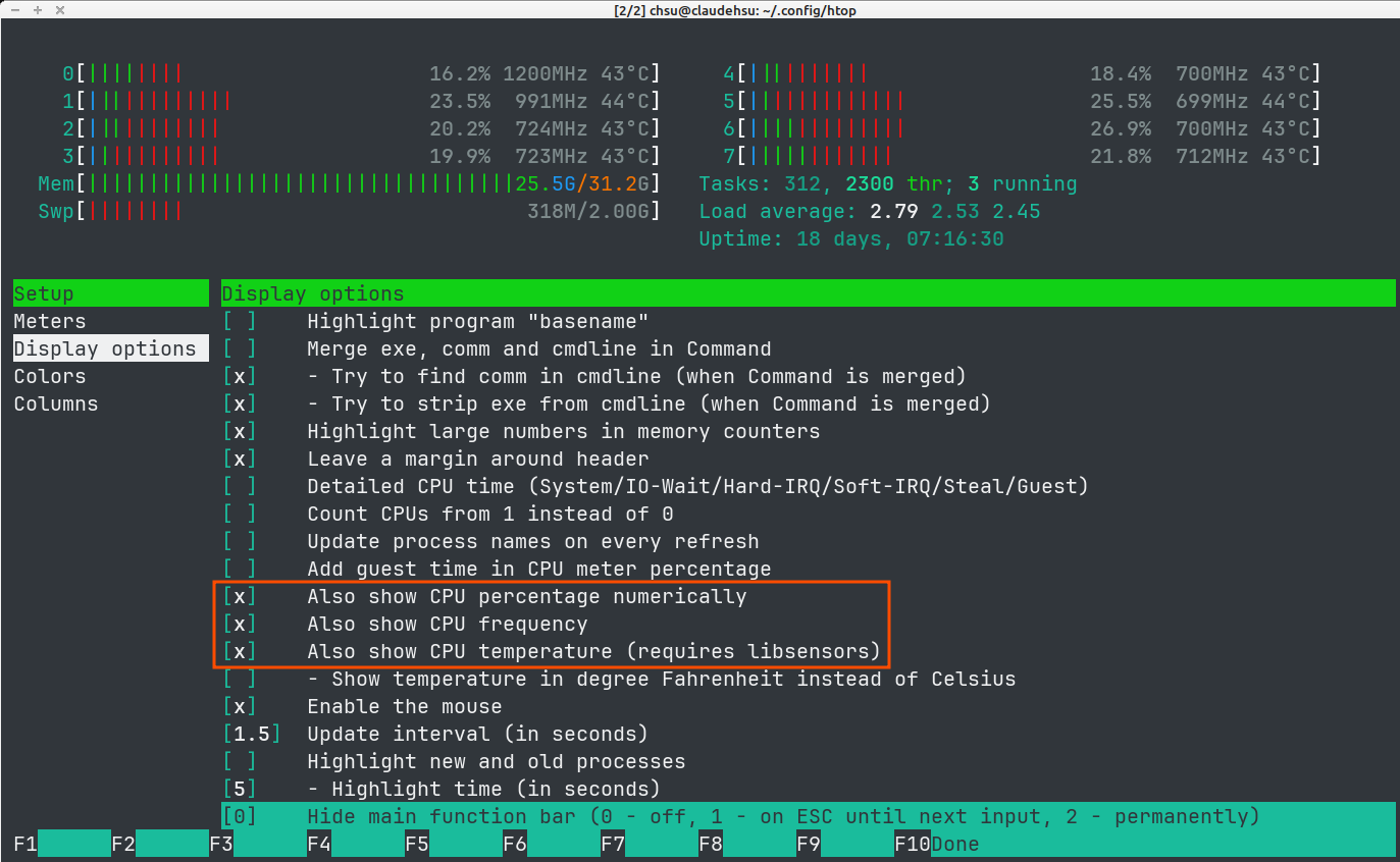 CPU settins